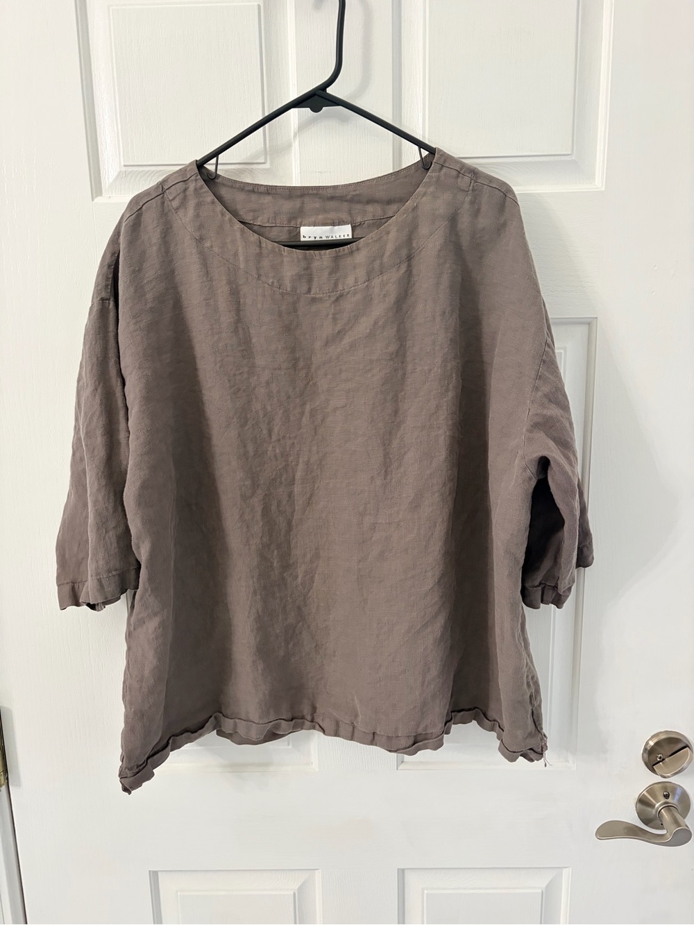 bryn Walker Relaxed Linen Blend Top in Taupe